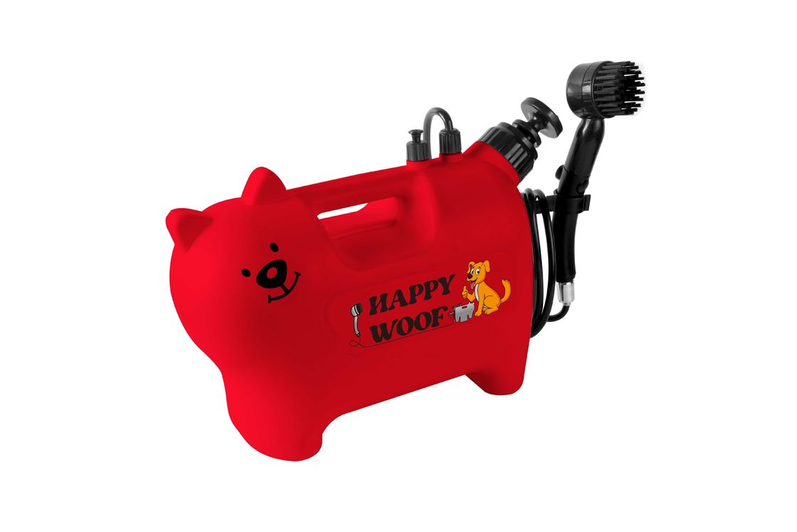Joint portatif rouge d'animal familier baignant le pulvérisateur de lavage de chien de brosse de massage de douche de chien d'outil